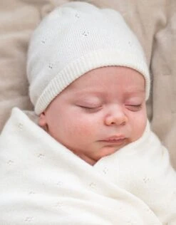 Seraphine Bonnet Bébé Tricoté En Coton Et Cachemire - Blanc Ivoire