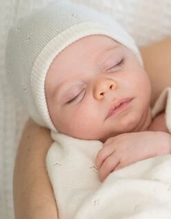 Seraphine Bonnet Bébé Tricoté En Coton Et Cachemire - Blanc Ivoire -Seraphine Bobby Cream 04 V1