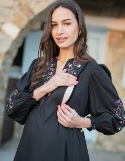 Seraphine Robe Grossesse Et Allaitement Brodée Noire -Seraphine Brie Black 04 V1