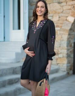 Seraphine Robe Grossesse Et Allaitement Brodée Noire -Seraphine Brie Black 05 V1