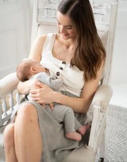 Seraphine Robe Grossesse Et Allaitement Bi-matière - Blanc/ Taupe -Seraphine Bristol WhiteSand 02 V2