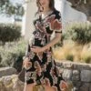 Seraphine Robe Grossesse Et Allaitement Bohème Effet Cache-cœur -Seraphine Calla BlkPrint 01 V2