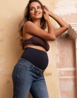 Seraphine Jean Grossesse Droit Court Bandeau Haut – Bleu -Seraphine Callum OB Midblue 04 V3