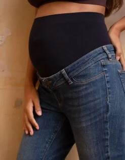 Seraphine Jean Grossesse Droit Court Bandeau Haut – Bleu -Seraphine Callum OB Midblue 06 V3