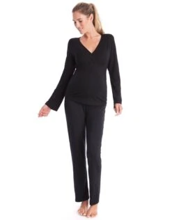 Seraphine Pyjama Grossesse En Fibre De Bambou - Noir -Seraphine Camille Black V4 04 3