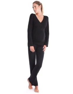 Seraphine Pyjama Grossesse En Fibre De Bambou - Noir -Seraphine Camille Black V4 06 3