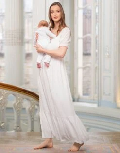 Seraphine Robe Grossesse Longue Plissée – Blanc -Seraphine Carolina White 03 V3
