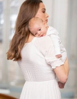 Seraphine Robe Grossesse Longue Plissée – Blanc -Seraphine Carolina White 05 V3