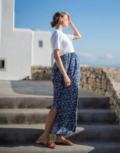 Seraphine Robe Longue Grossesse Et Allaitement à Fleurs Bleues -Seraphine Catelyn BlueFloral 04 V2