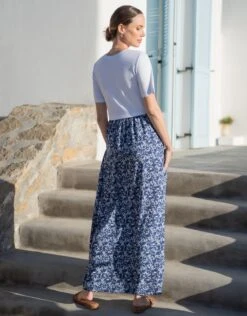 Seraphine Robe Longue Grossesse Et Allaitement à Fleurs Bleues -Seraphine Catelyn BlueFloral 05 V2