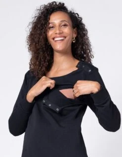 Seraphine Tunique Grossesse Et Allaitement En Coton à Volants – Noir -Seraphine Charlie Black 03 V1