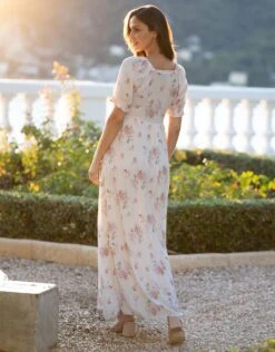 Seraphine Robe Longue De Grossesse Et D'allaitement - Imprimé Floral Vintage Crème -Seraphine Clarabeth Ecru 03 V3