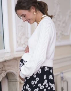 Seraphine Robe Grossesse Et Allaitement Avec Haut En Coton – Noir/Écru -Seraphine Courtney BLKECRU 03 V2