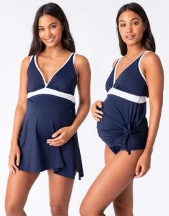 Seraphine Maillot De Bain Grossesse Avec Jupe – Nautique -Seraphine Crete Navy V4 2 05
