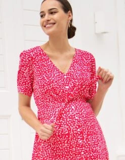 Seraphine Robe Grossesse Imprimée – Rouge -Seraphine Daffodil RedFloral 03 V4