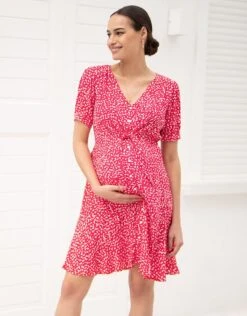 Seraphine Robe Grossesse Imprimée – Rouge -Seraphine Daffodil RedFloral 06 V4