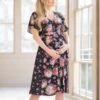 Seraphine Robe Grossesse Et Allaitement à Bouquet Floral -Seraphine Dahlia BlkPrint 01 V2