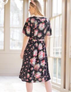 Seraphine Robe Grossesse Et Allaitement à Bouquet Floral -Seraphine Dahlia BlkPrint 05 V2
