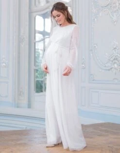 Seraphine Robe Mariée Grossesse En Mousseline Texturée -Seraphine Daniella Ivory 03