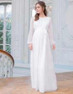 Seraphine Robe Mariée Grossesse En Mousseline Texturée -Seraphine Daniella Ivory 05