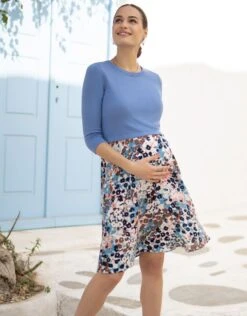 Seraphine Robe Grossesse Et Allaitement à Imprimé Animal Avec Haut En Maille -Seraphine Dawn MultiPrt 05 V2