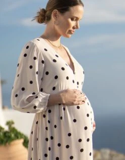 Seraphine Robe Grossesse Boutonnée à Pois -Seraphine Dede IvoryBlk 03 V1