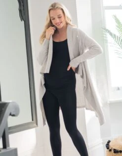 Seraphine Cardigan Grossesse Asymétrique - Gris Perle -Seraphine Denise CloudGrey V7 06