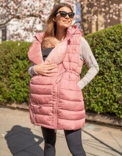 Seraphine Doudoune Longue Sans Manches 3 En 1 De Grossesse à Portage Avec Capuche Rose -Seraphine Dixie Pink 03 V3
