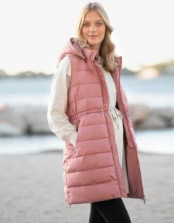 Seraphine Doudoune Longue Sans Manches 3 En 1 De Grossesse à Portage Avec Capuche Rose -Seraphine Dixie Pink 05 V3