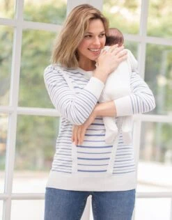 Seraphine Pull Grossesse Et Allaitement à Rayures En Coton -Seraphine Dory BlueStripe V3 03