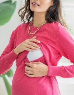 Seraphine Pull Grossesse Et Allaitement à Rabat En Coton – Cerise -Seraphine ELYN PINK 04 V4