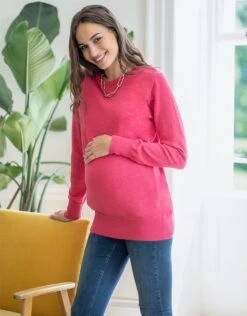 Seraphine Pull Grossesse Et Allaitement à Rabat En Coton – Cerise -Seraphine ELYN PINK 05 V4