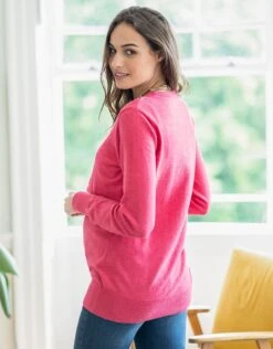 Seraphine Pull Grossesse Et Allaitement à Rabat En Coton – Cerise -Seraphine ELYN PINK 06 V4