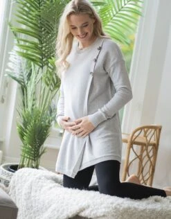 Seraphine Tunique Grossesse Et Allaitement Drapée, Grise -Seraphine Edna GreyMarl 5 V2