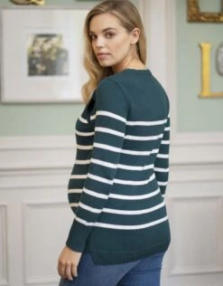 Seraphine Pull Marinière Grossesse Et Allaitement En Coton – Vert/Blanc -Seraphine Elvira Green 05 V4