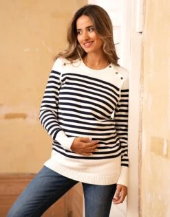 Seraphine Pull Grossesse Et Allaitement En Coton – Motif Marinière