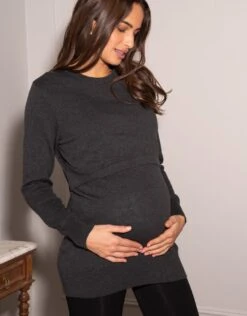 Seraphine Pull Grossesse Et Allaitement à Rabat En Coton – Anthracite -Seraphine Elyn Charcoal 07 V3