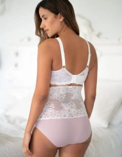 Seraphine Contrast Lace Overbump Maternity Briefs -Seraphine Emelia OB TaupeWhite 05 V2