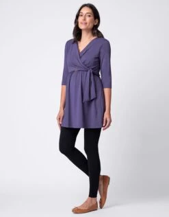 Seraphine Robe Tunique Cache-cœur En Jersey Bleu De La Grossesse à L'allaitement -Seraphine Enola Navy 04 V1