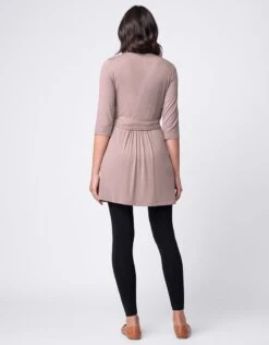 Seraphine Robe Tunique Cache-cœur En Jersey Taupe De Grossesse à Allaitement -Seraphine Enola Taupe 05 V2
