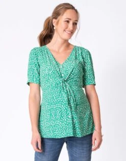 Seraphine Top Grossesse Imprimé Fleuri Avec Nœud – Vert -Seraphine Erika Green V3 03