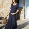 Seraphine Robe Longue Grossesse Et Allaitement En Jersey Bleu Marine -Seraphine Ester Navy 01 V1
