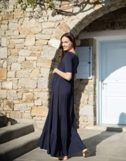 Seraphine Robe Longue Grossesse Et Allaitement En Jersey Bleu Marine -Seraphine Ester Navy 04 V1