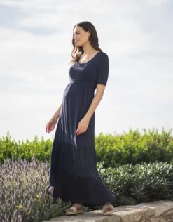 Seraphine Robe Longue Grossesse Et Allaitement En Jersey Bleu Marine -Seraphine Ester Navy 05 V1