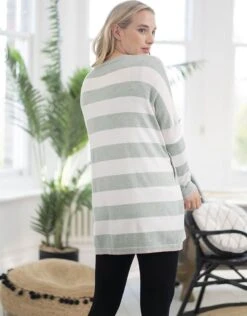 Seraphine Top De Grossesse Et D'allaitement à Rayures épaisses - Vert Et Blanc -Seraphine Ezra SageStripe 05 V2