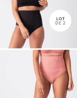Seraphine Culotte Post-grossesse Taille Haute – Lot De 2 Noir/Terracotta