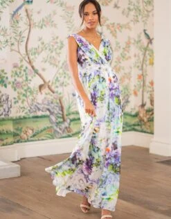 Seraphine Robe Longue Grossesse En Soie - Floral