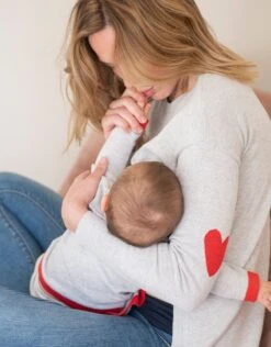 Seraphine Pulls Mama Et Mini En Coton – Motif Cœur Rouge -Seraphine Felix GreyHeart 03 V3