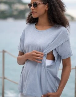 Seraphine T-shirt Ample De Grossesse à Allaitement Bleu Clair -Seraphine Fergie Blue 03 V1