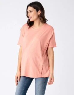 Seraphine T-shirt Ample De Grossesse à Allaitement Rose Clair
